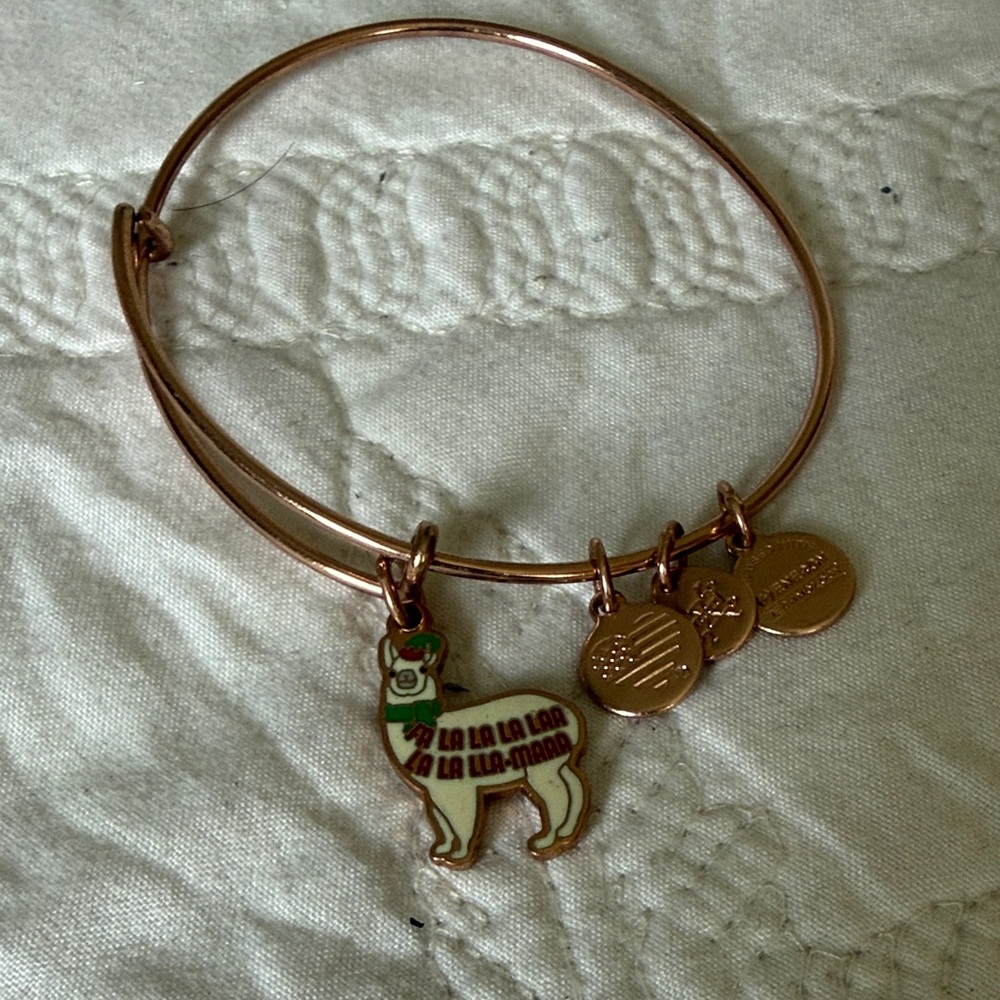 Rose Gold Small Pets Llama Charm Bracelet - Unbranded
